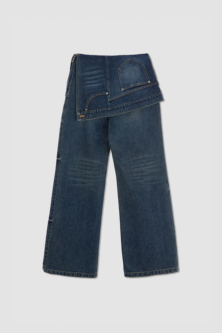 KIMMATIN Upside Down Layered Denim Smoke — Blue
