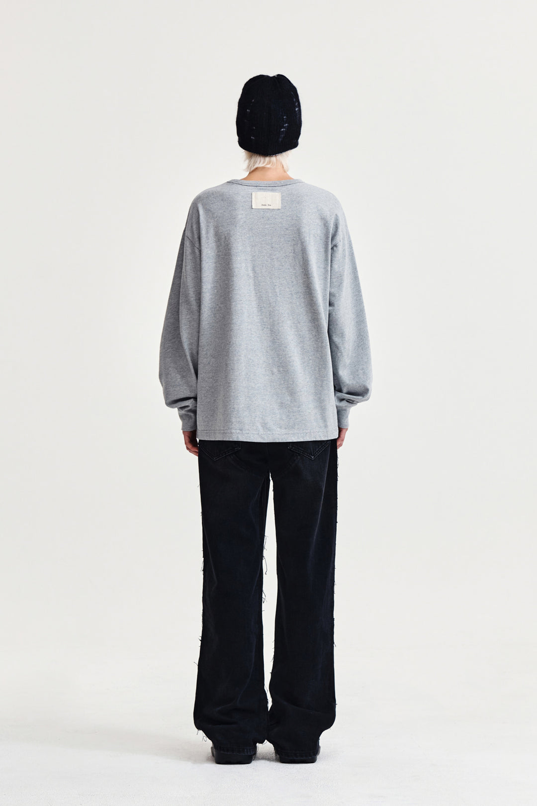Matin Kim Patch Graphic Long Sleeve Top — Gray