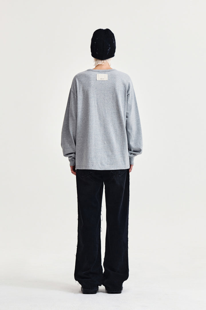 Matin Kim Patch Graphic Long Sleeve Top — Gray