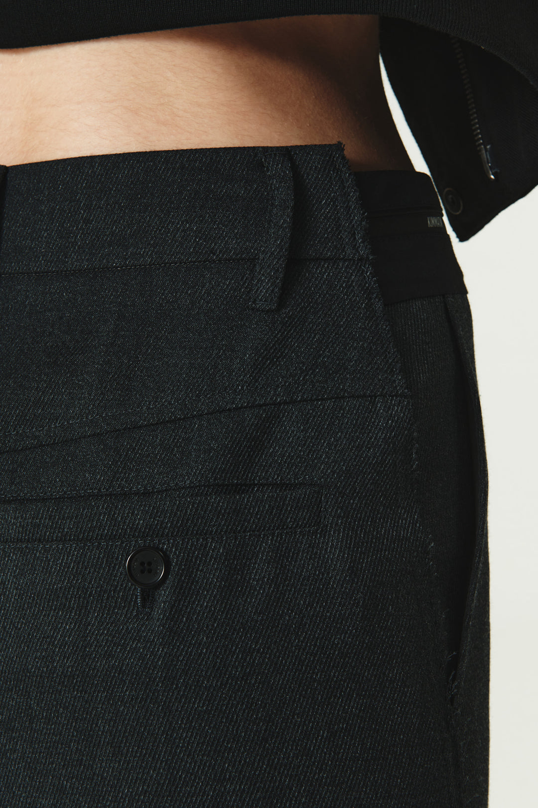 KIMMATIN Foldover Twill Wool Skirt — Gray