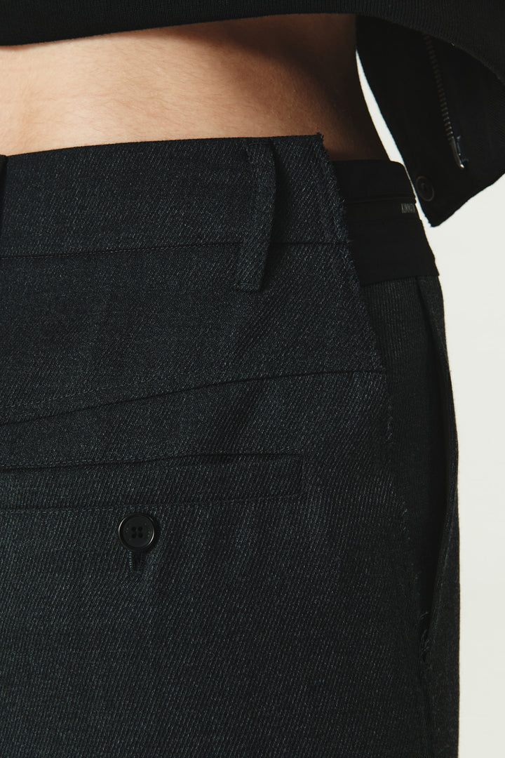 KIMMATIN Foldover Twill Wool Skirt — Gray