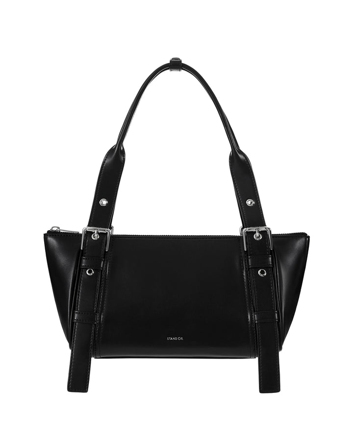 Stand Oil Boat Bag — Glossy Shoulder Crossbody — Black
