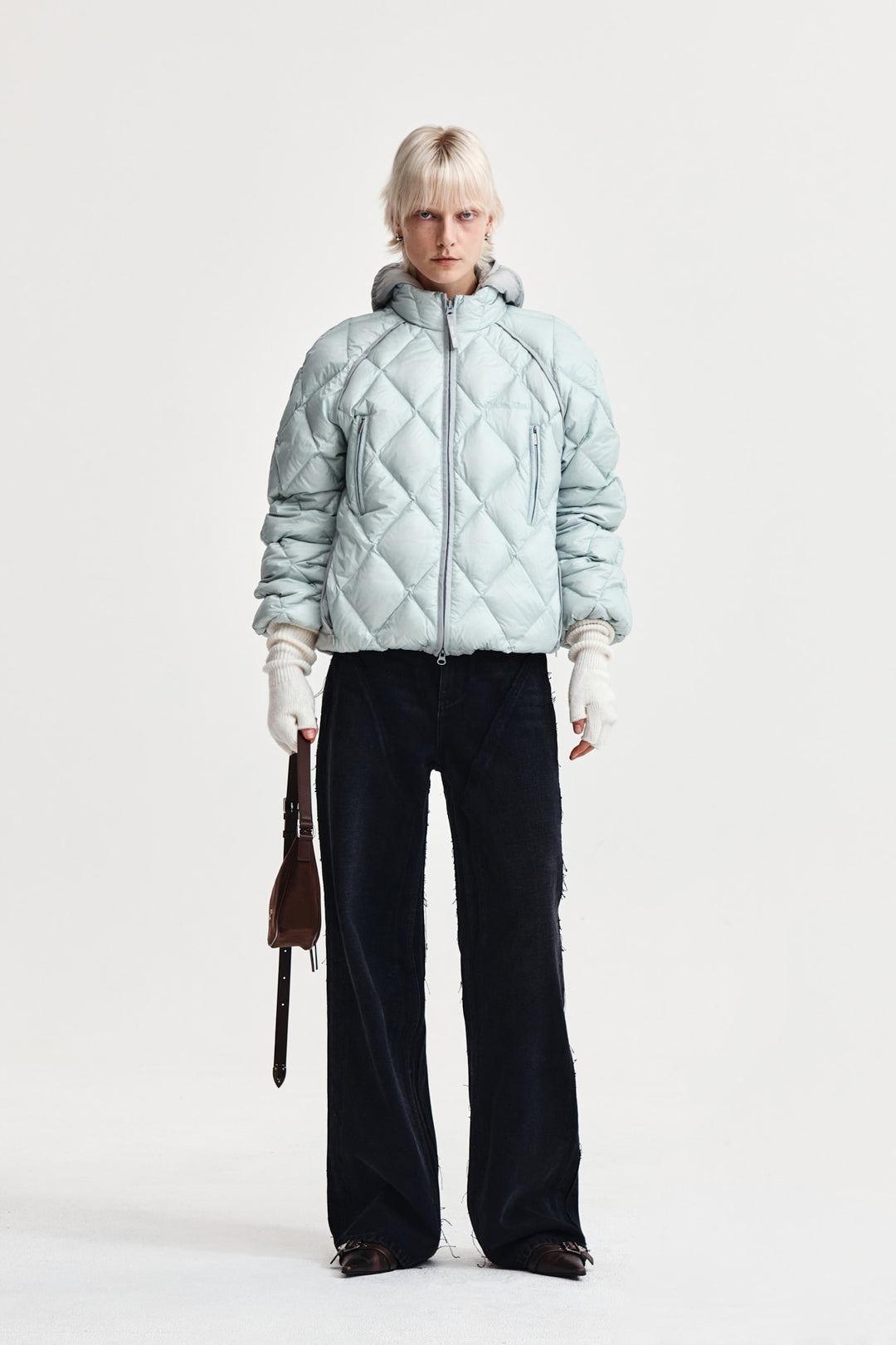 Matin Kim Quilting Hoody Lightweight Jumper — Mint