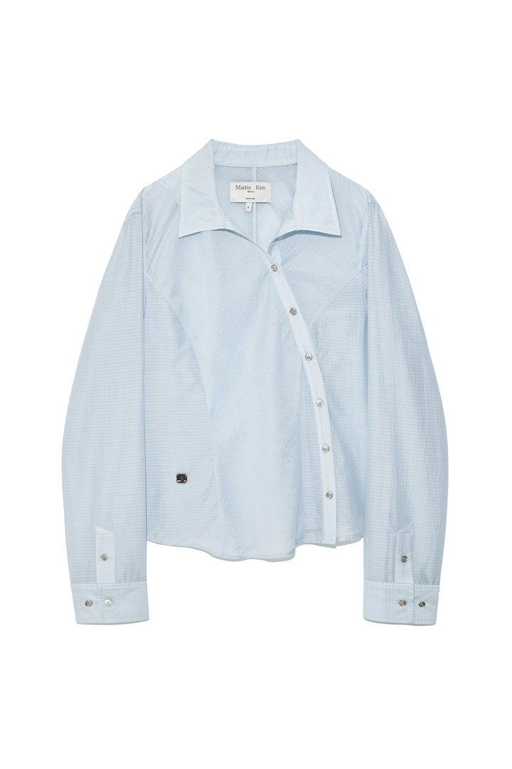 Matin Kim Unbalance Button Point Shirt — Light Blue