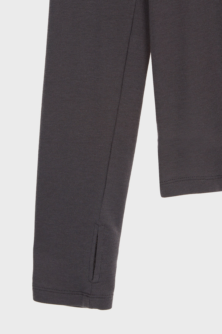 KIMMATIN Slim Hoody Jersey Top — Charcoal