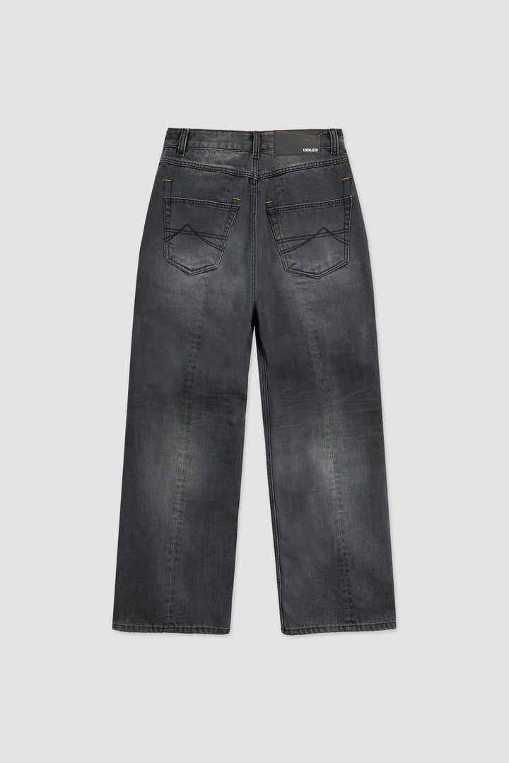 KIMMATIN Washed Wide Denim in Dark — Gray