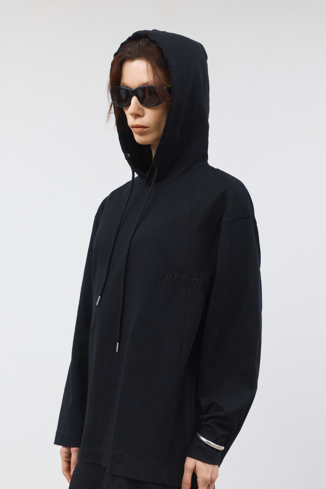 KIMMATIN Back Open Hoody Jersey Dress — Black