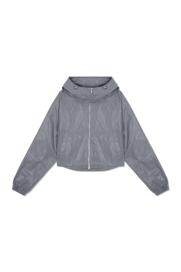 Matin Kim Crop Hoody Coating Jumper Dark — Gray