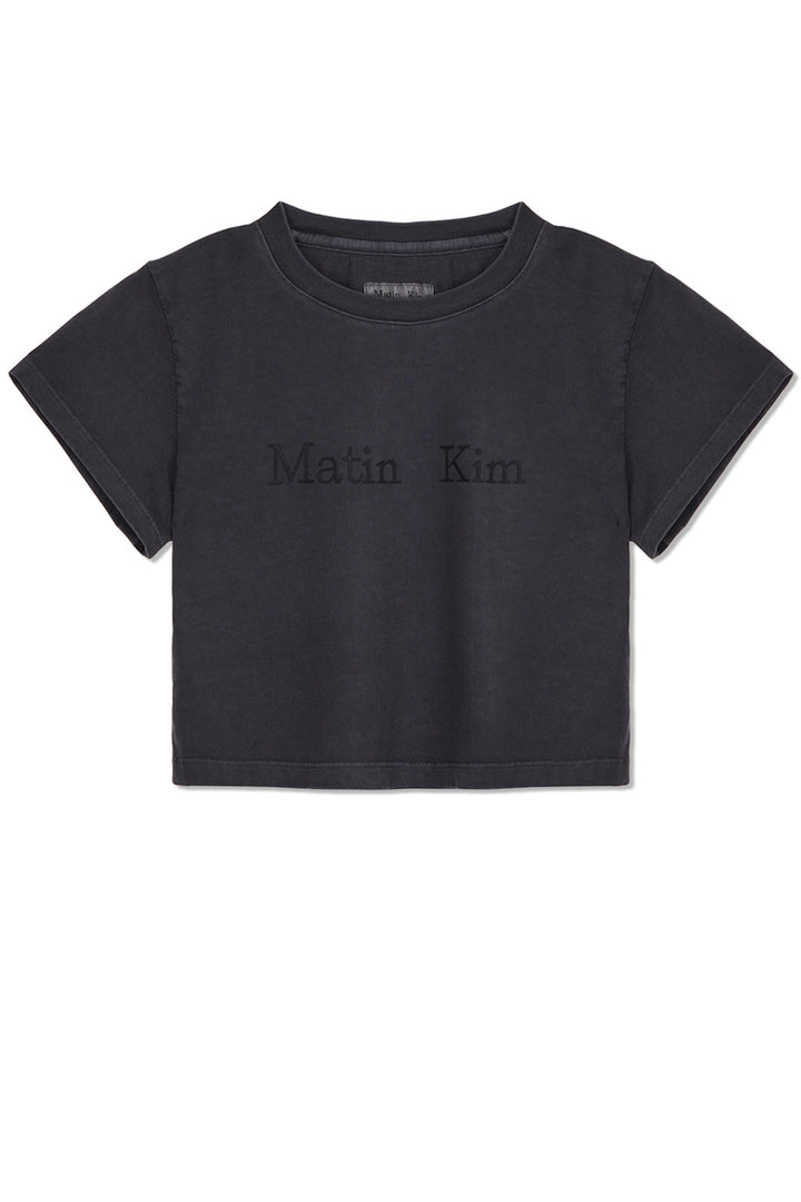 Matin Kim Pigment Logo Crop Top Dark — Gray