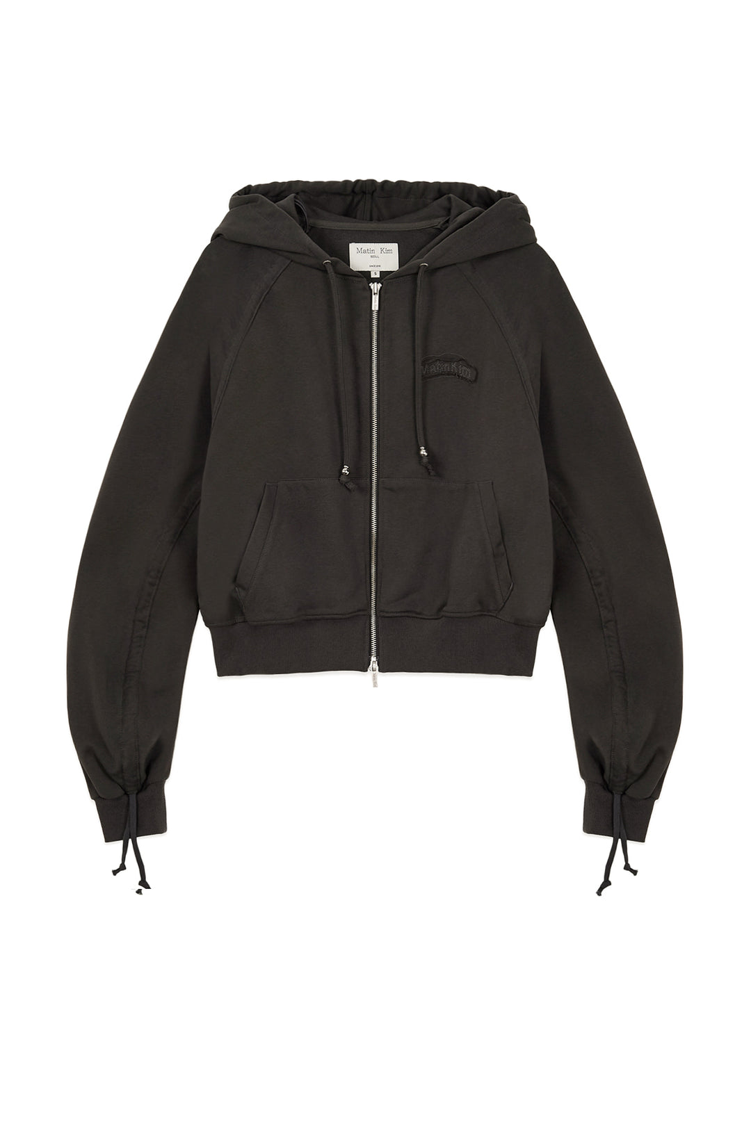 Matin Kim Sleeve String Detail Zip Hoody — Charcoal