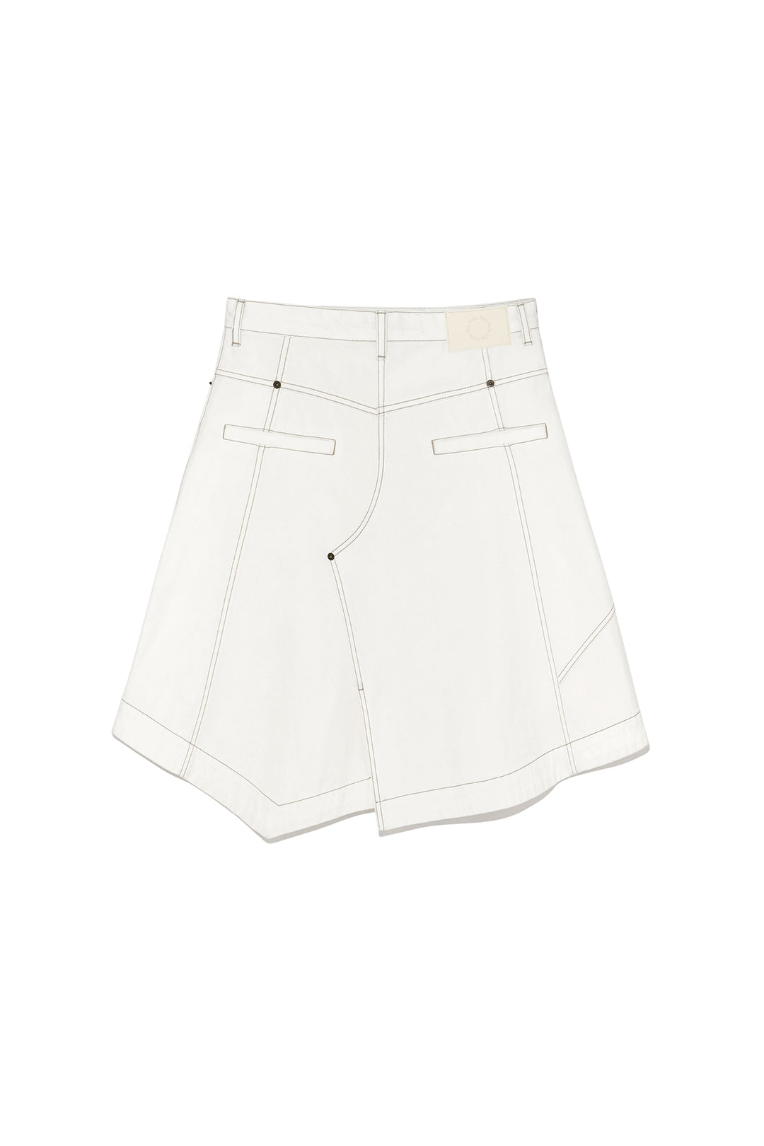 Matin Kim Denim Mixed Flare Skirt — Ivory