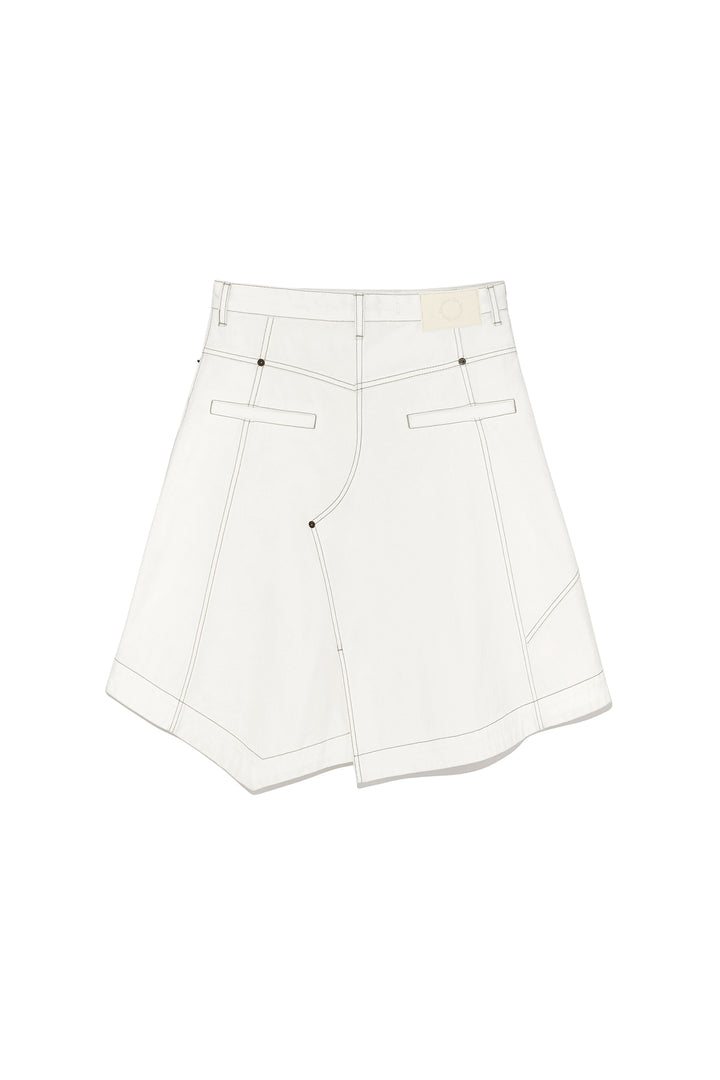 Matin Kim Denim Mixed Flare Skirt — Ivory
