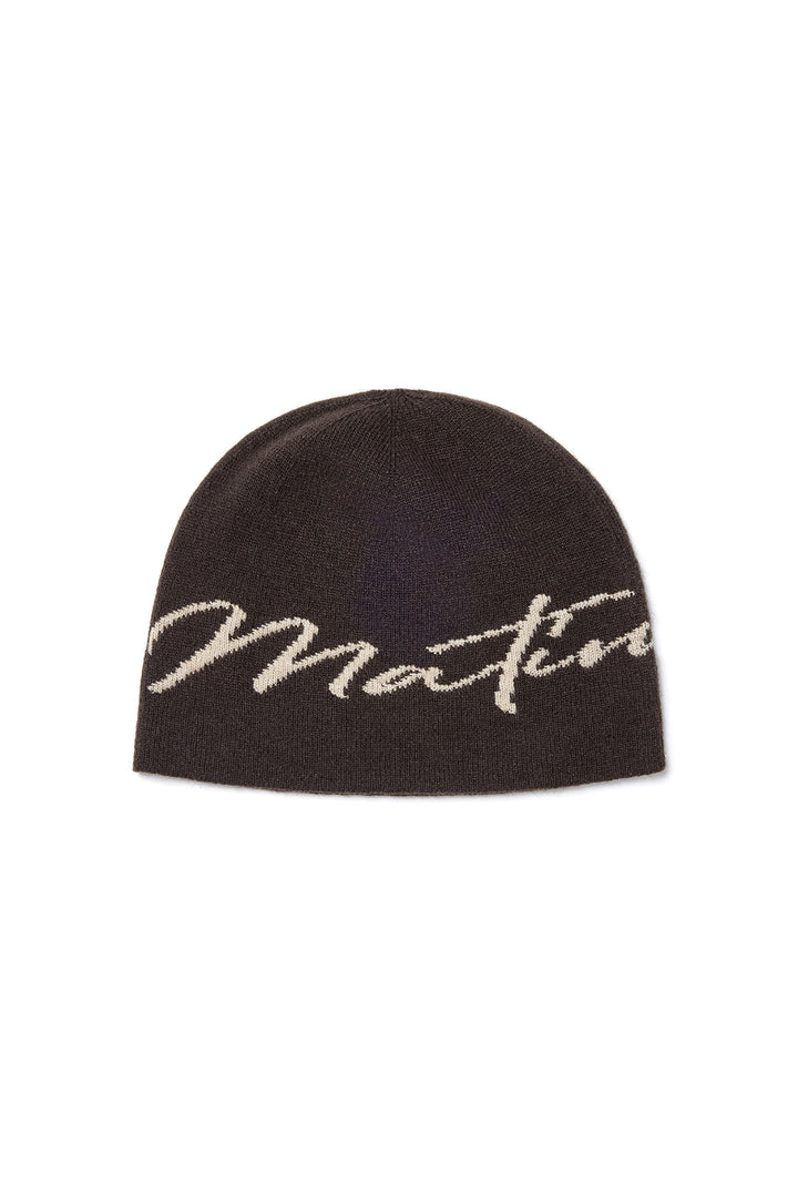 Matin Kim Logo Script Beanie — Brown