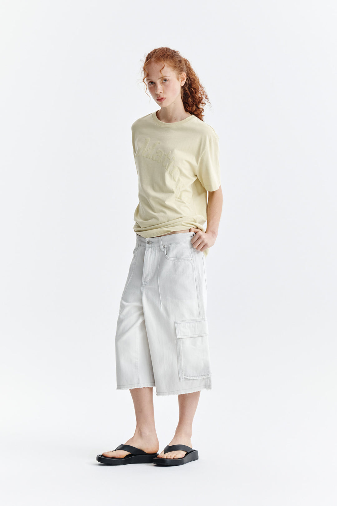 Matin Kim Wave Printing Logo Top — Yellow