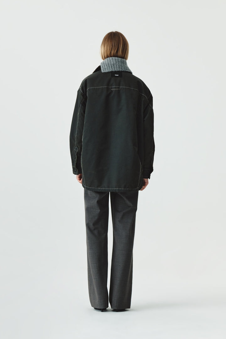 KIMMATIN Pocket Point Padded Shirt Jumper — Brown