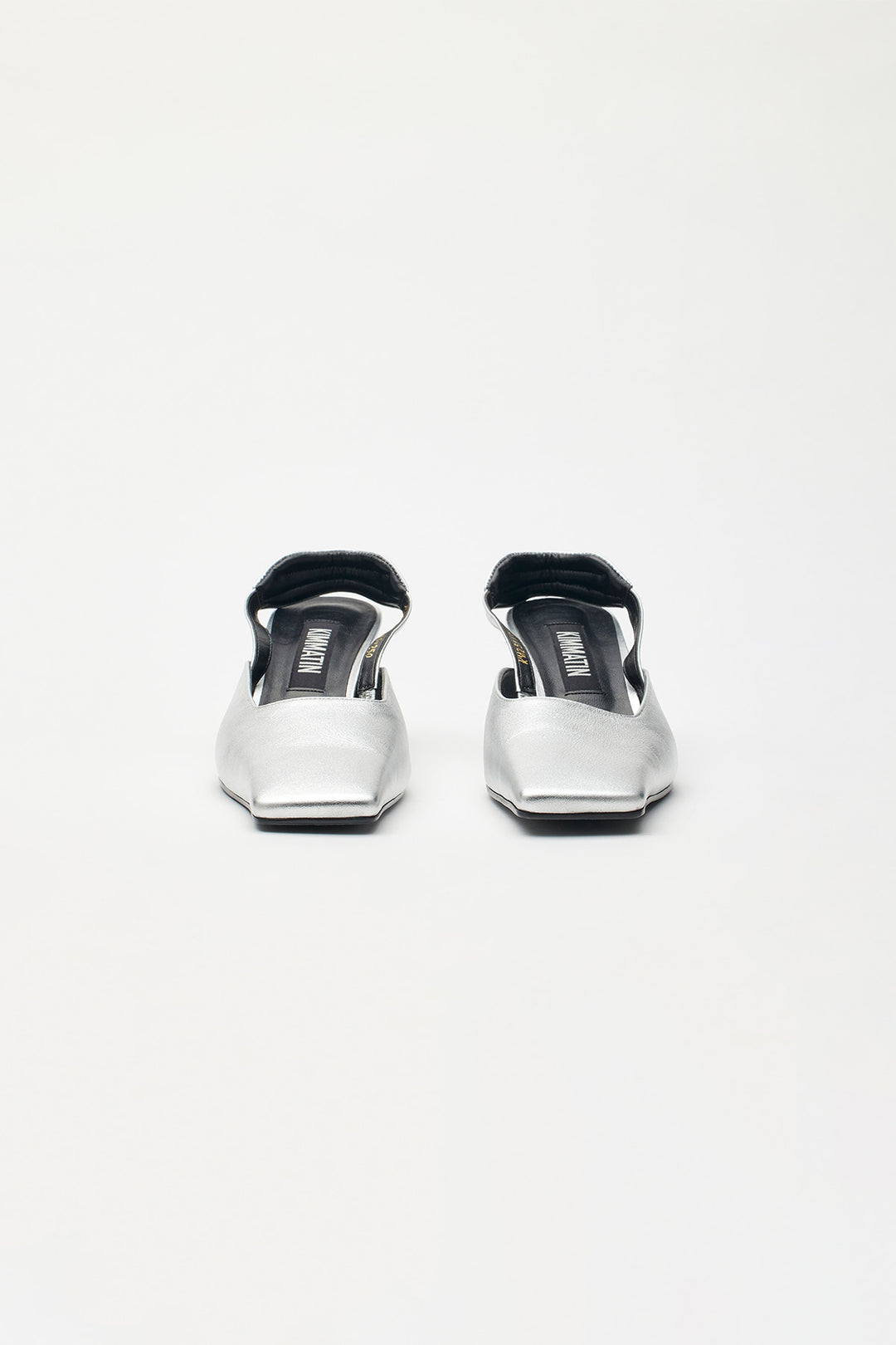 KIMMATIN Square Toe Sling Back Heel — Silver