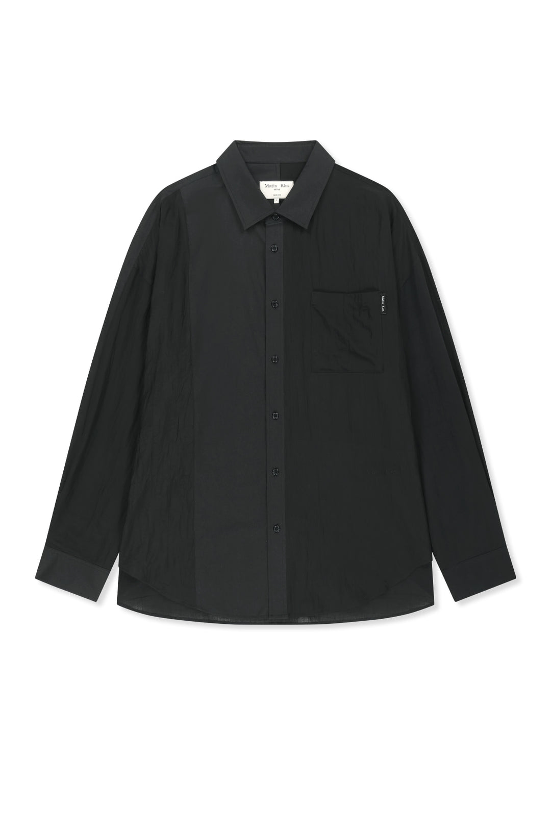 Matin Kim Mixed Panel Over Fit Shirt — Black