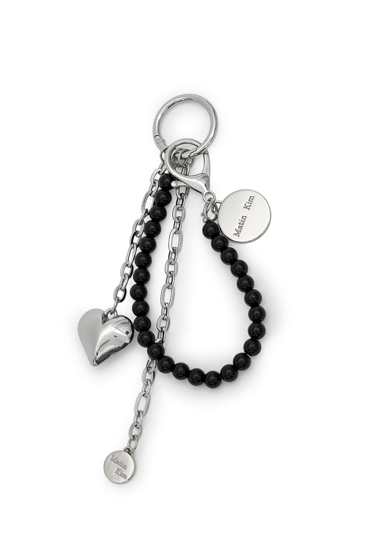 Matin Kim Heart Charm Keyring — Black