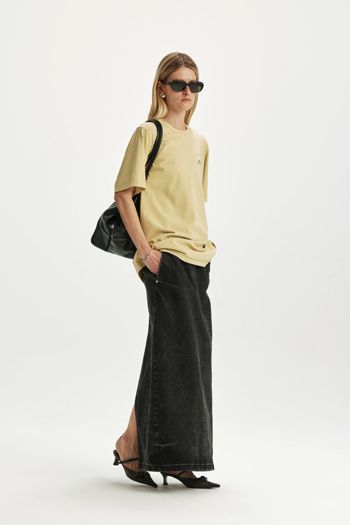 KIMMATIN Neck Slit Point Top — Olive