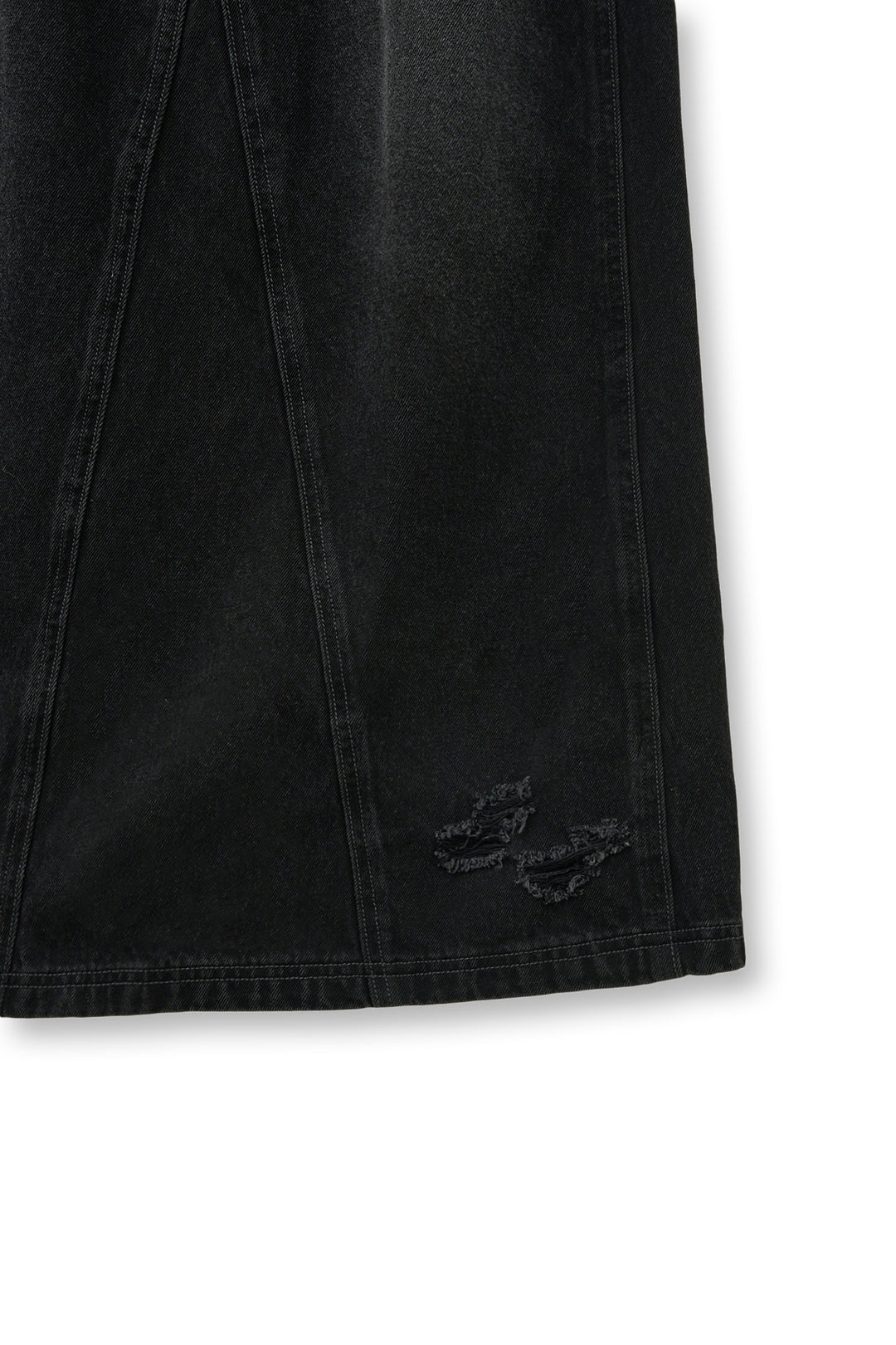 Matin Kim Damage Point Long Denim Skirt — Black