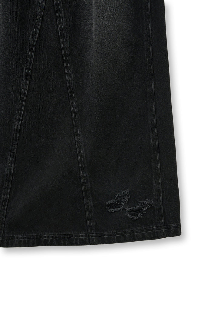 Matin Kim Damage Point Long Denim Skirt — Black
