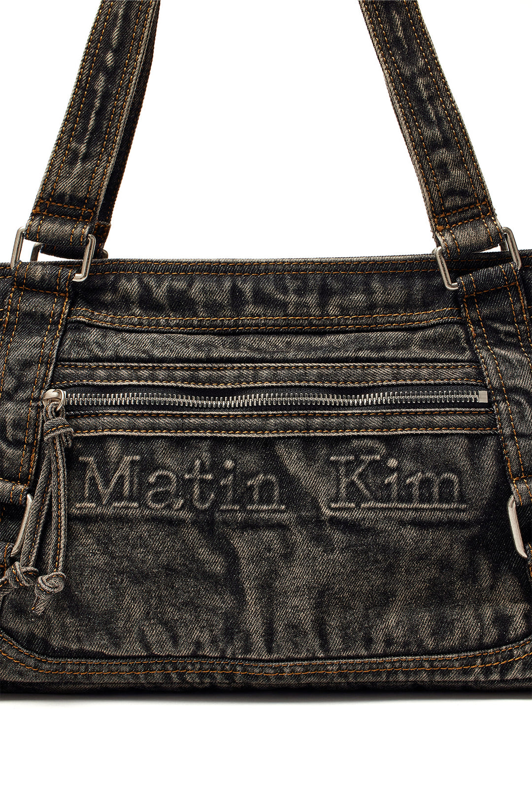 Matin Kim Washed Denim Square Bag — Black