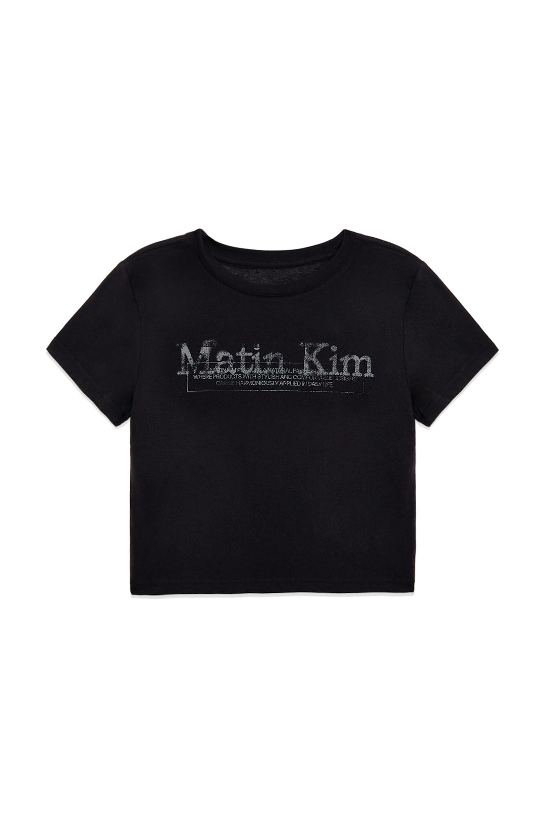 Matin Kim Stamp Logo Graphic Crop Top — Black
