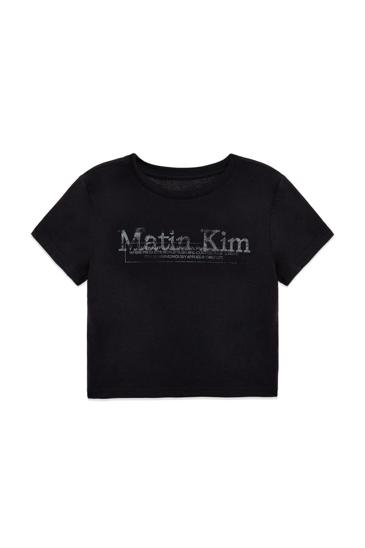 Matin Kim Stamp Logo Graphic Crop Top — Black