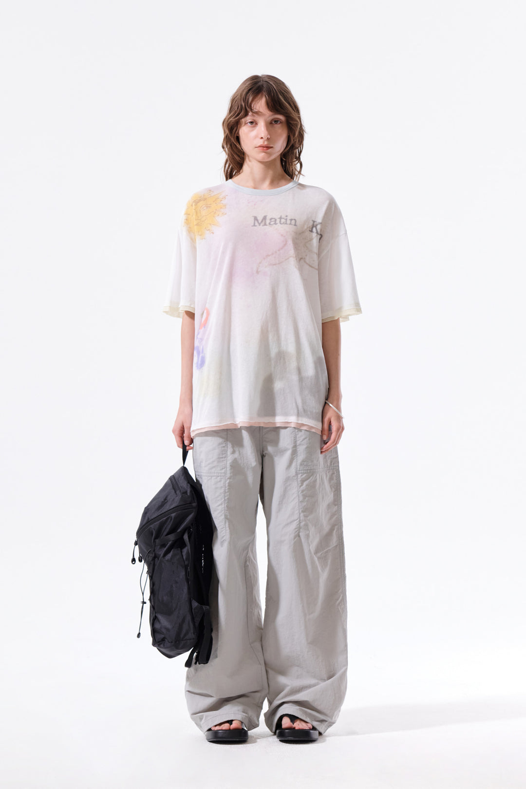 Matin Kim Multi Panel Parachute Pants — Light Grey