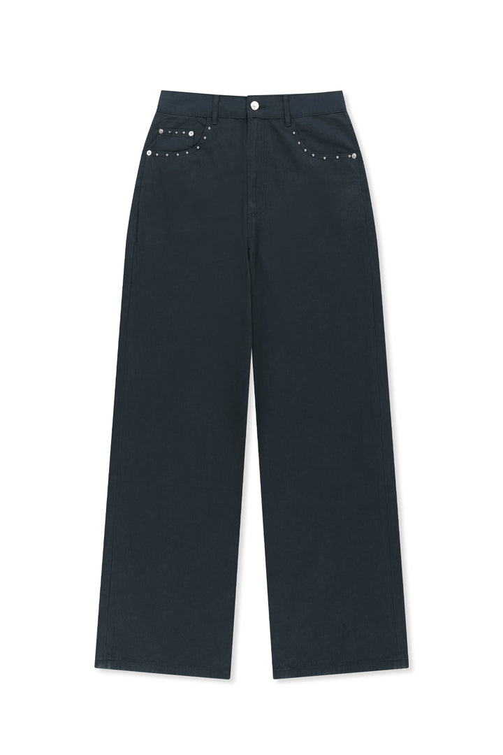 Matin Kim Stud Point Color Denim Pants — Navy blue