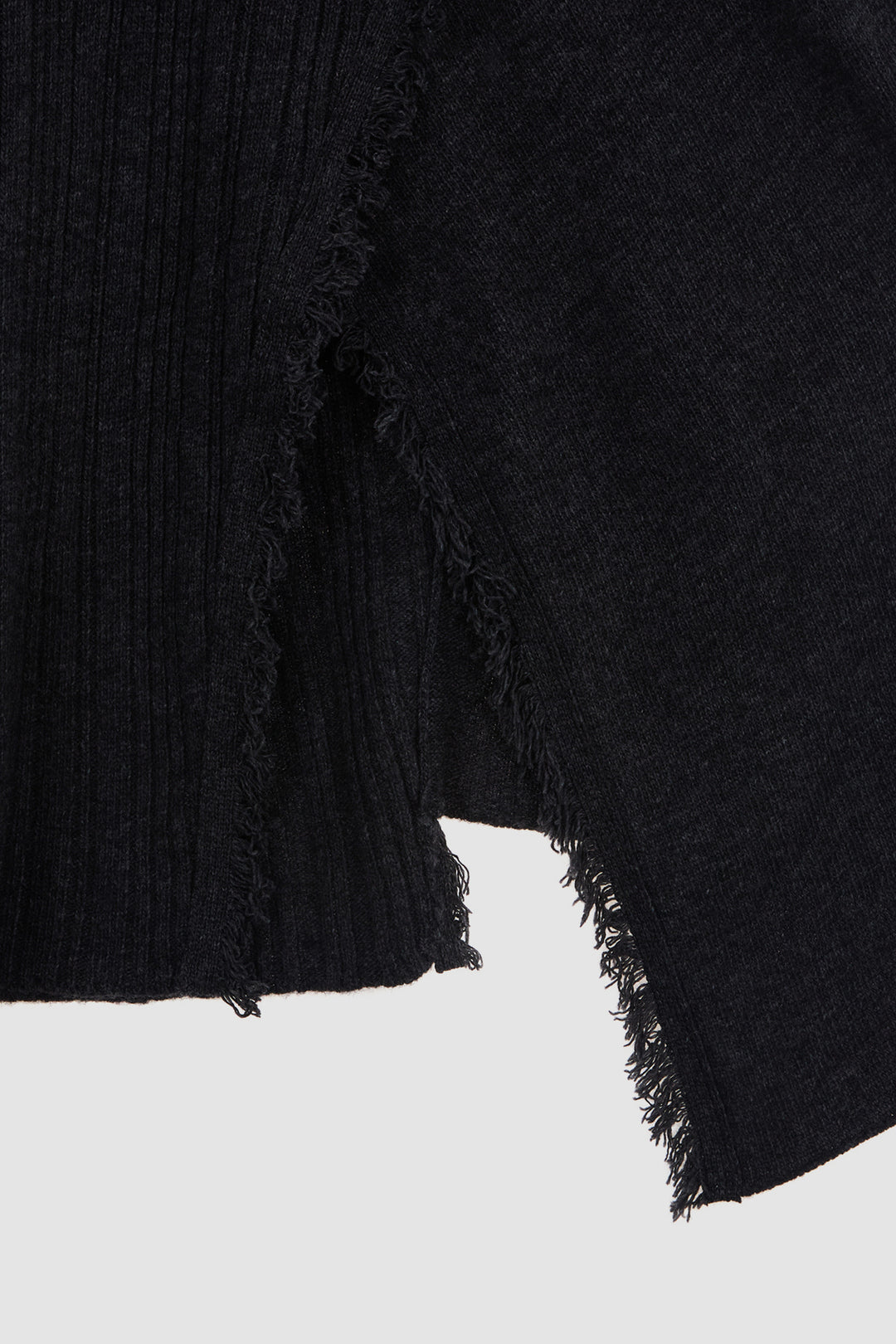 KIMMATIN Unbalance Fringe Knit Dress — Charcoal