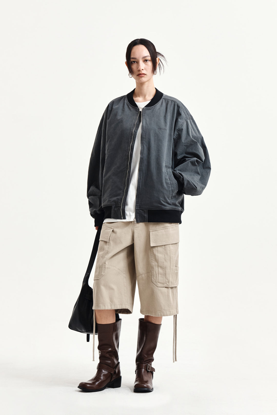 Matin Kim Utility Cargo Bermuda Shorts — Beige