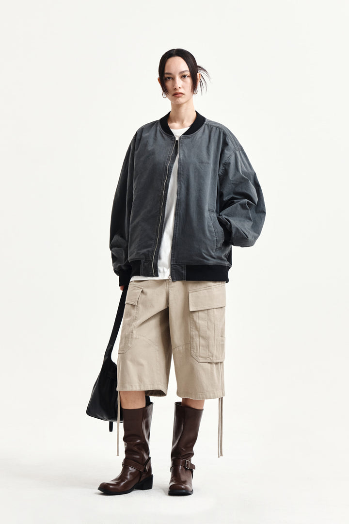 Matin Kim Utility Cargo Bermuda Shorts — Beige