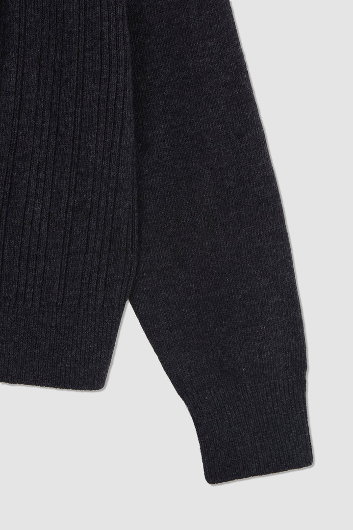 KIMMATIN Muffler Cardigan — Charcoal