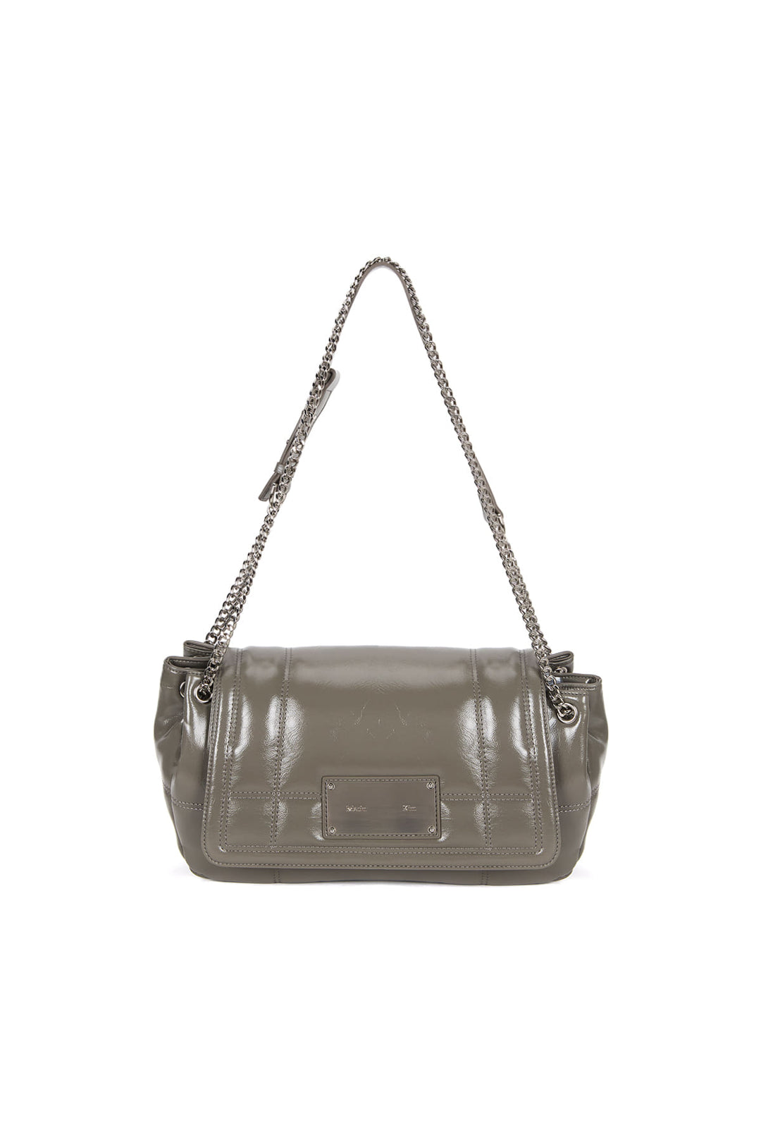 Matin Kim Glossy Quilting Medium Chain Bag — Gray