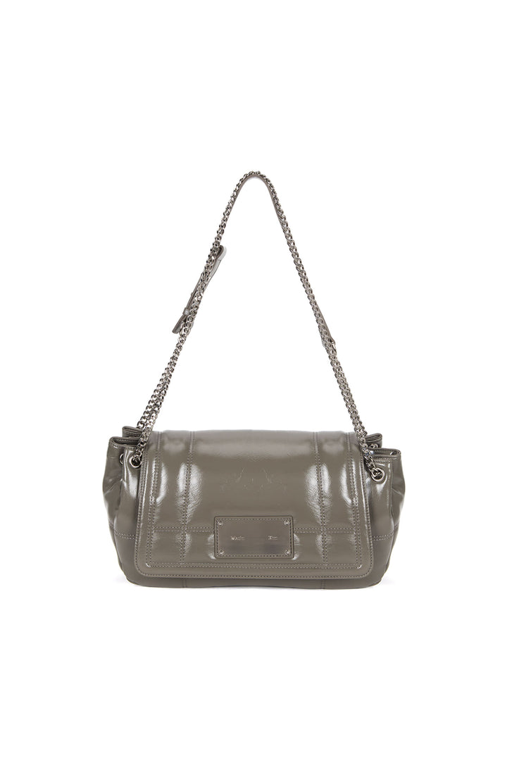 Matin Kim Glossy Quilting Medium Chain Bag — Gray