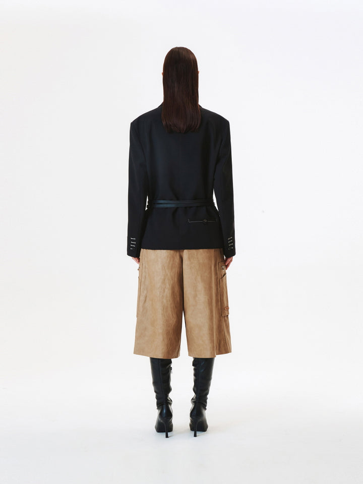 KIMMATIN Oversize Low Edge Crop Jacket — Black