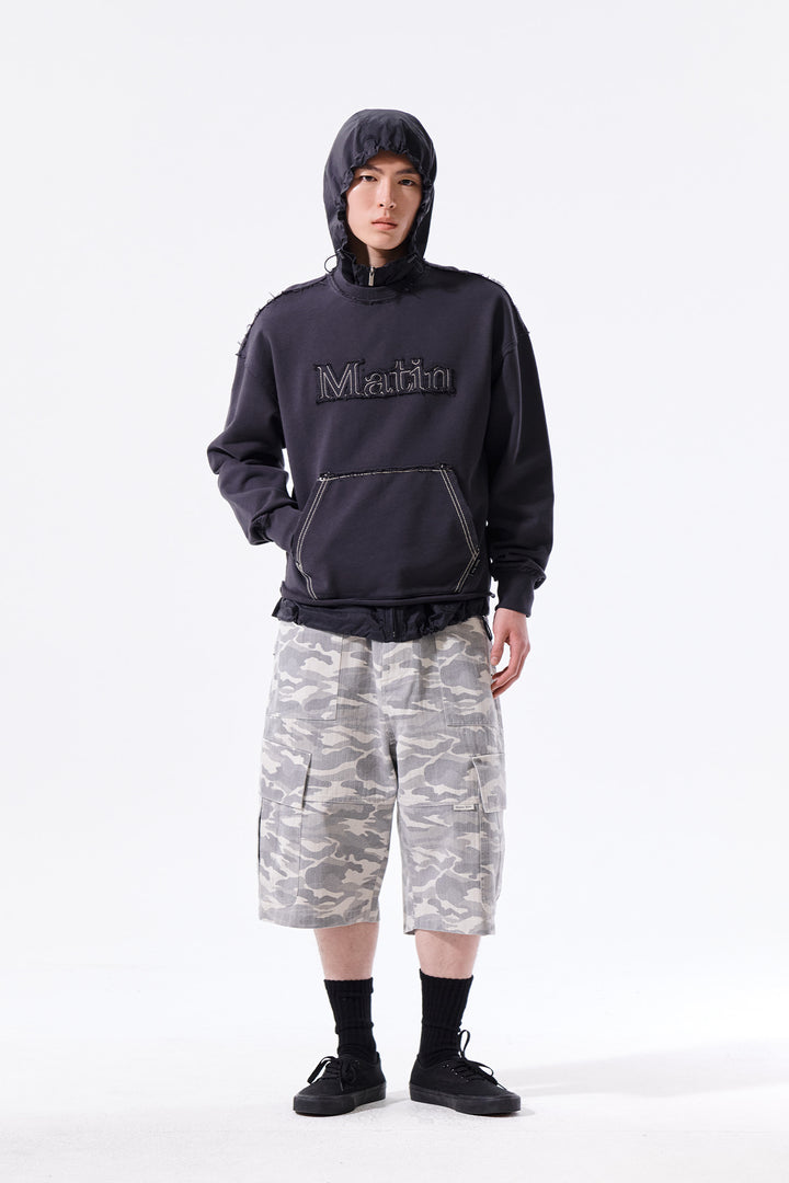 Matin Kim Raw Cut Applique Sweatshirt — Charcoal
