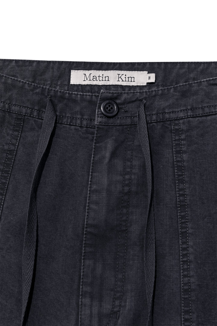 Matin Kim Patch Point Washed Cotton Pants — Charcoal