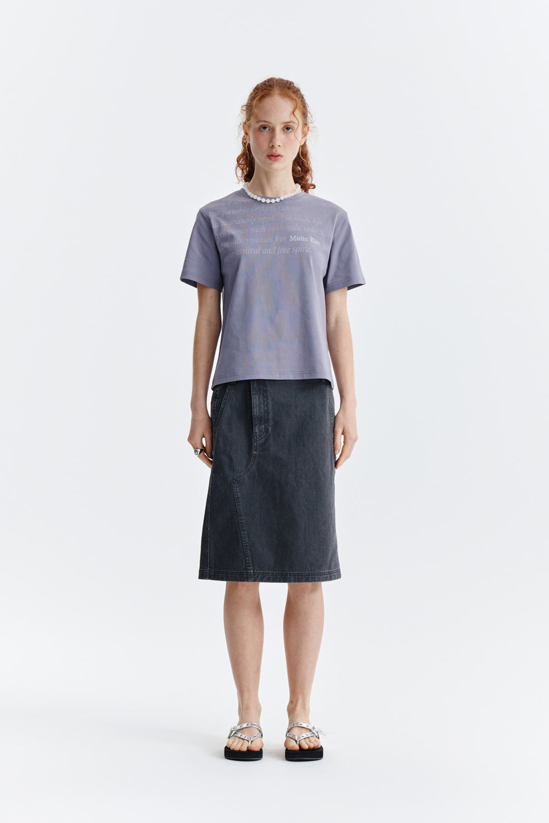Matin Kim Logo Point Lettering Graphic Top — Purple