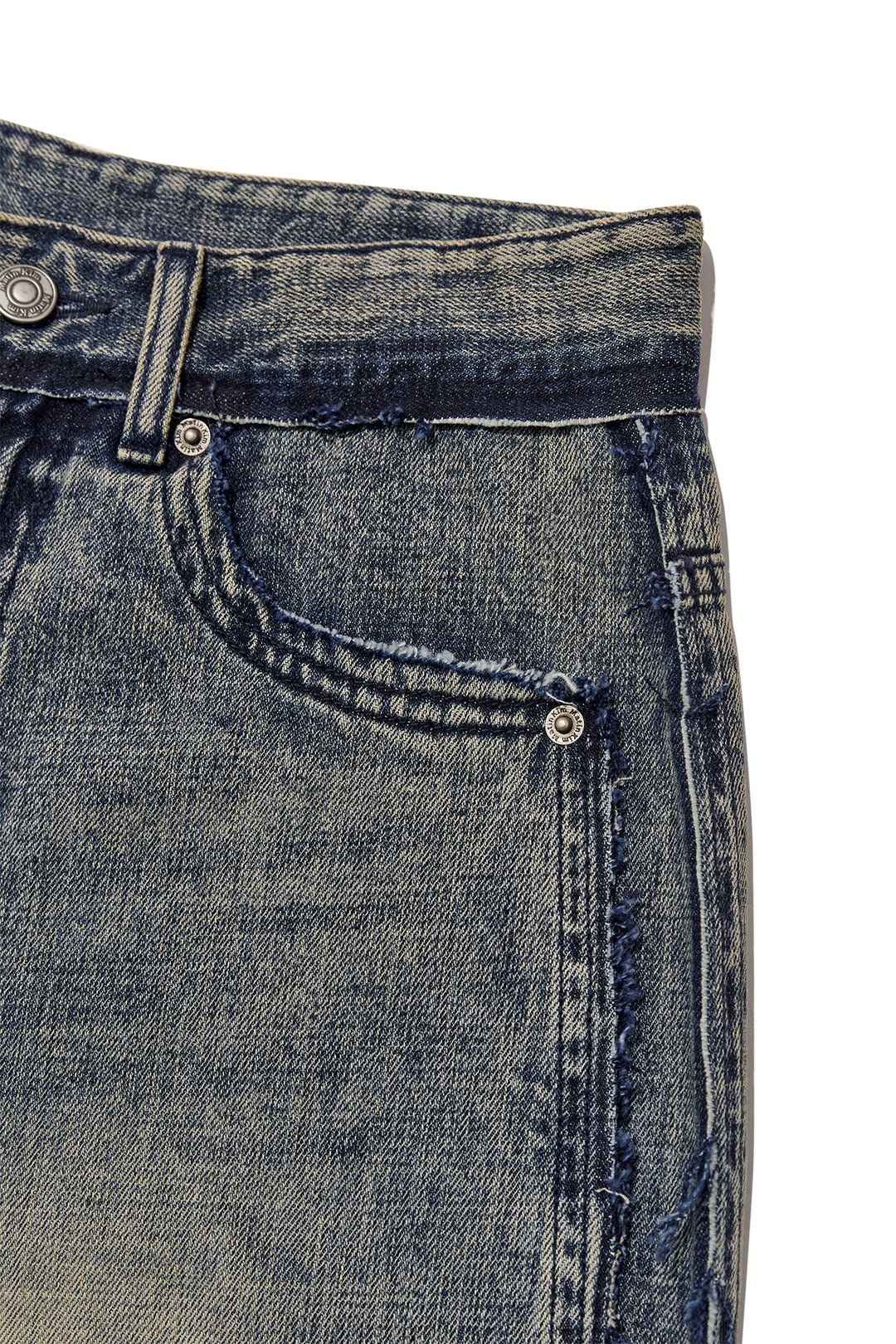 Matin Kim Rough Cut Line Point Denim — Smoke — Blue
