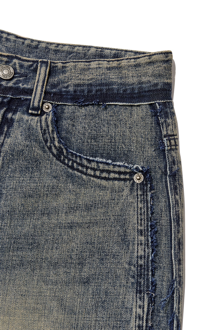 Matin Kim Rough Cut Line Point Denim — Smoke — Blue
