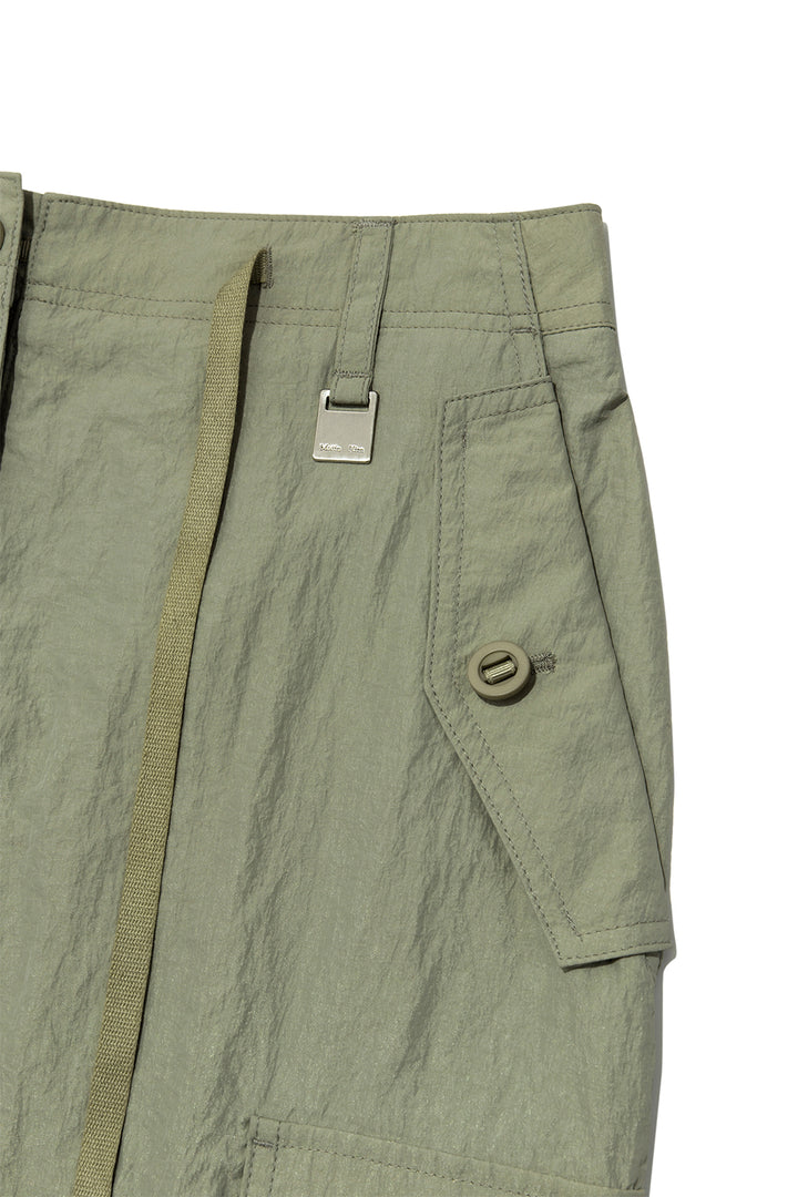 Matin Kim String Nylon Cargo Skirt — Khaki