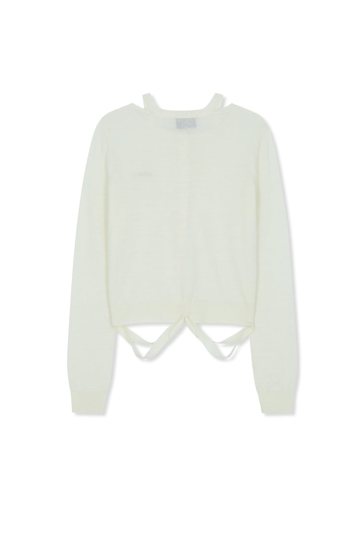 Matin Kim String Detail Knit Cardigan — Cream