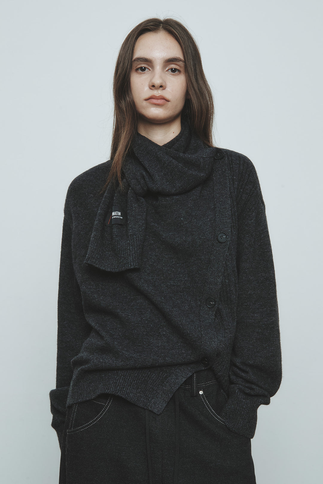 KIMMATIN Belted Double Wool Coat — Black
