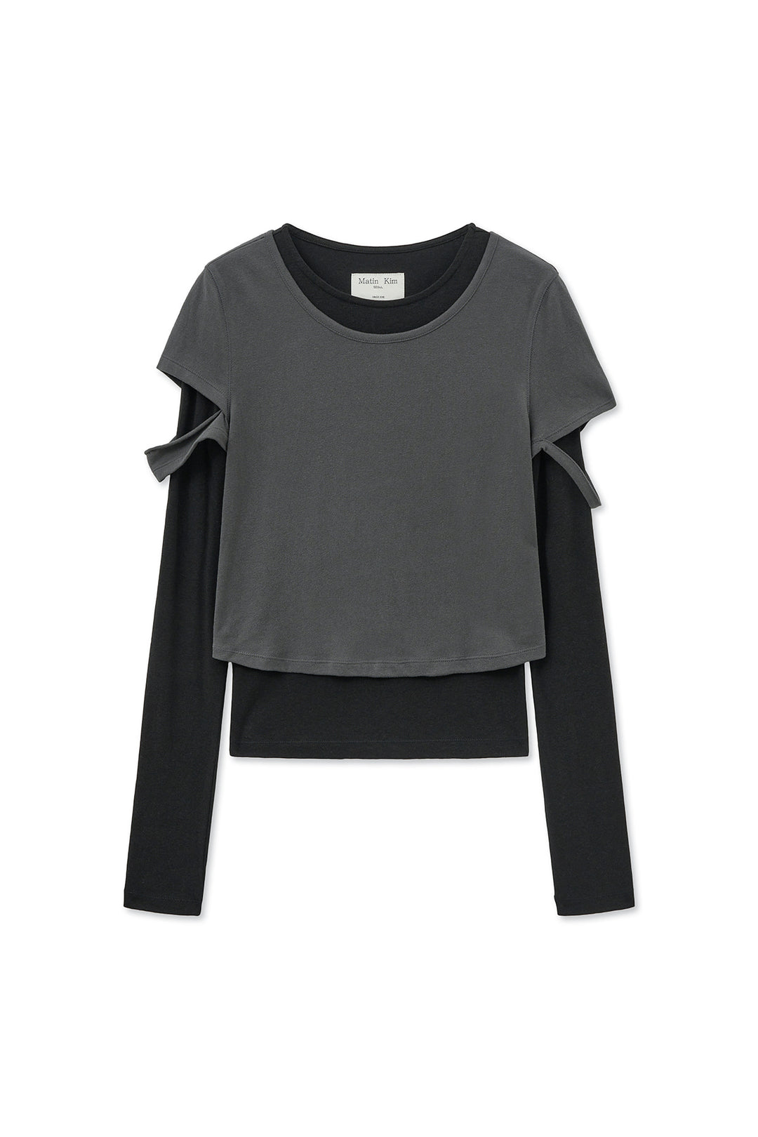 Matin Kim Layered Point Slim Top — Charcoal