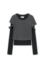 Matin Kim Layered Point Slim Top — Charcoal