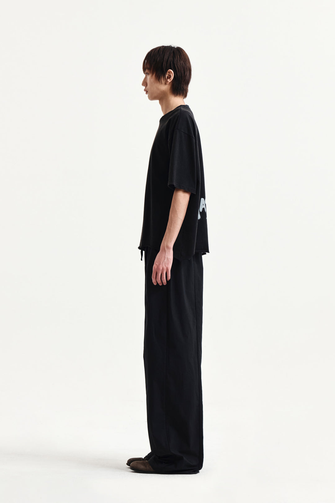 Matin Kim Raw Cut Graffiti Logo Top — Black
