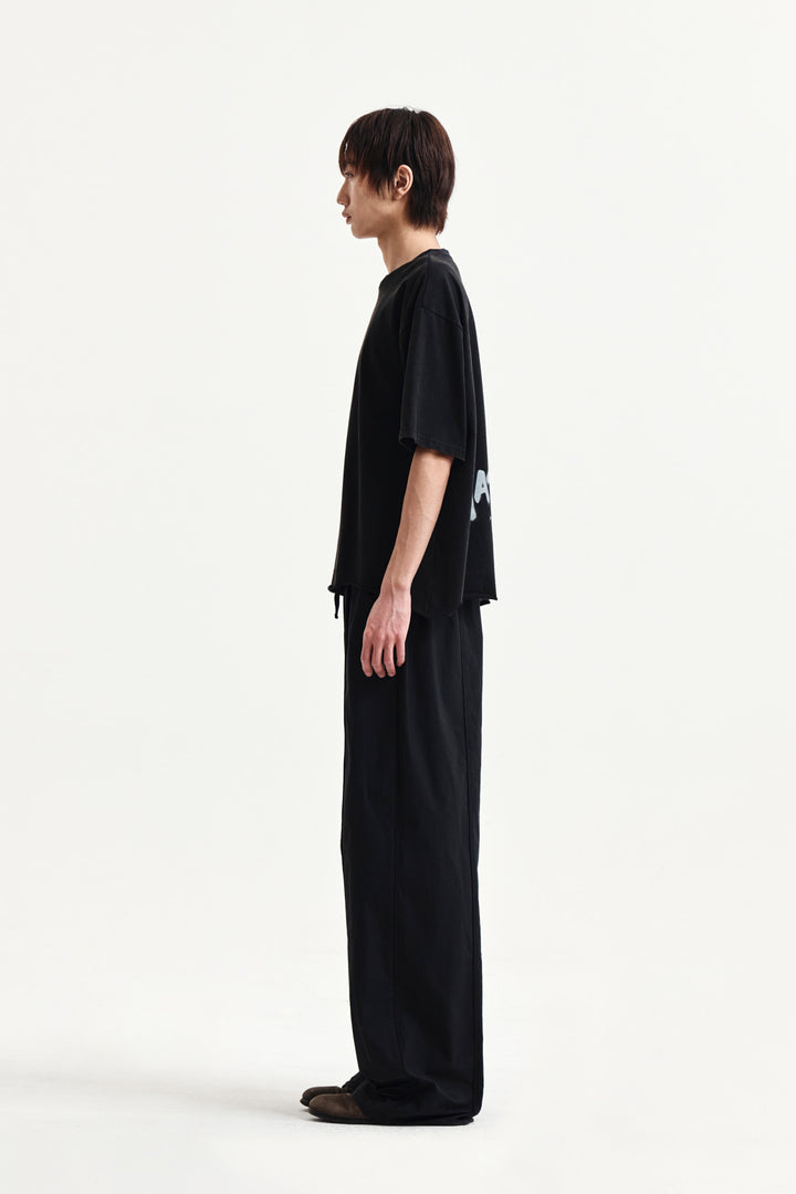 Matin Kim Raw Cut Graffiti Logo Top — Black