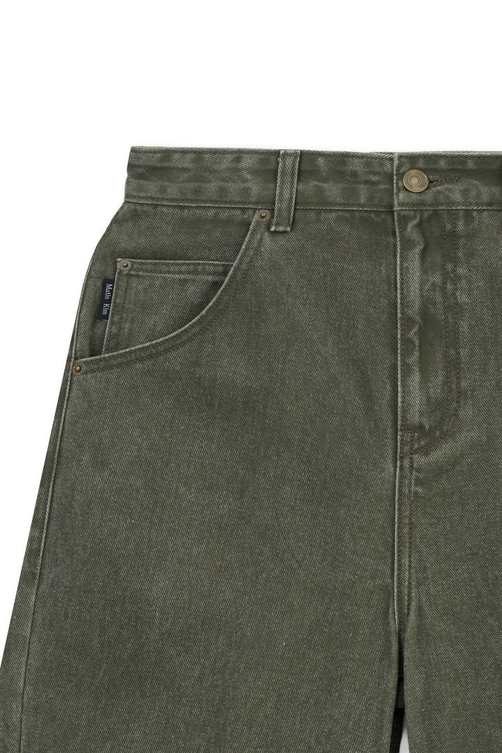 Matin Kim Dart Point Denim Pants — Khaki